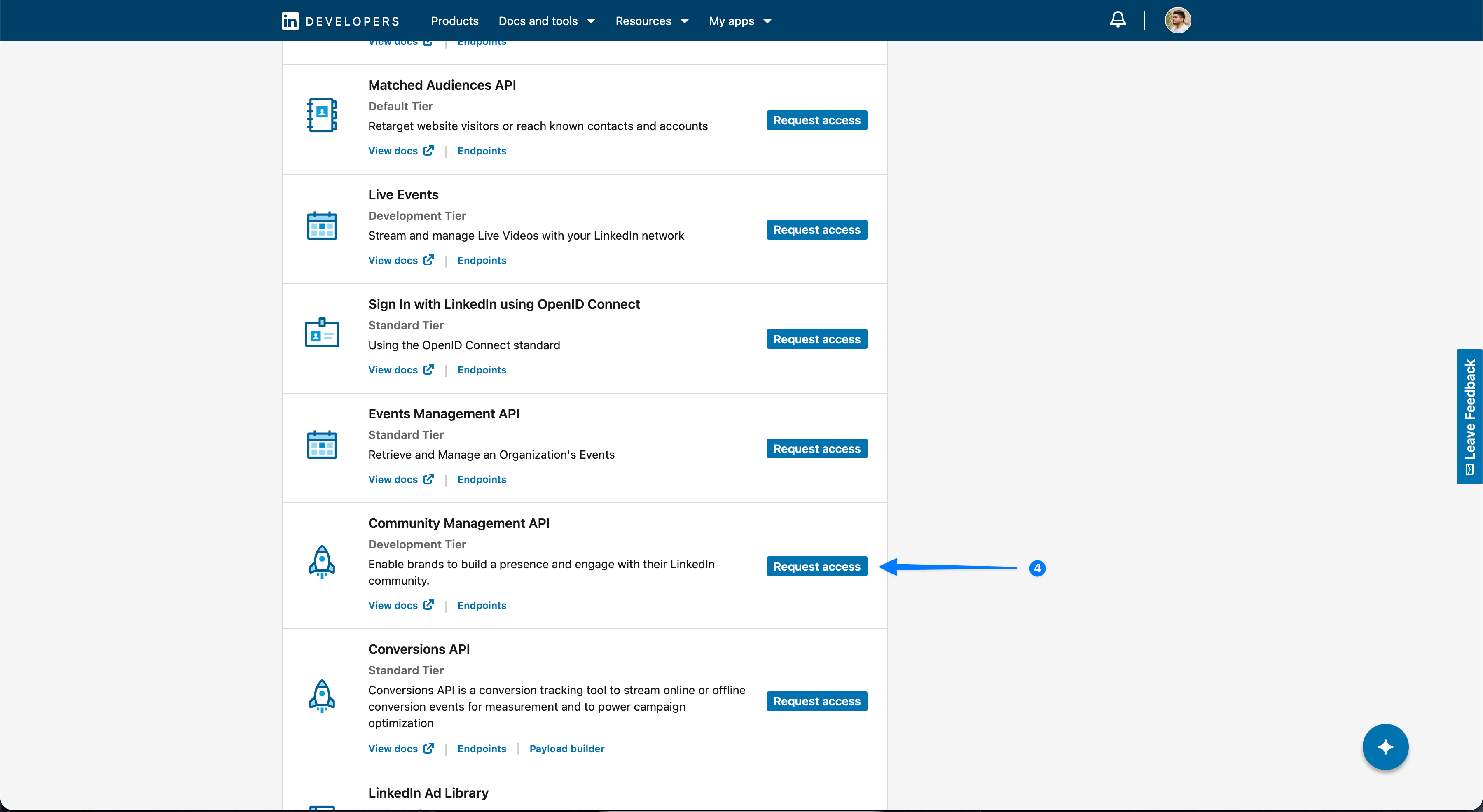 LinkedIn Pages setup: request community management api access.