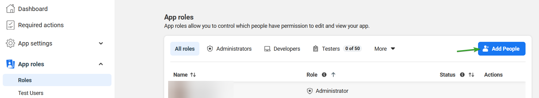 App Roles page