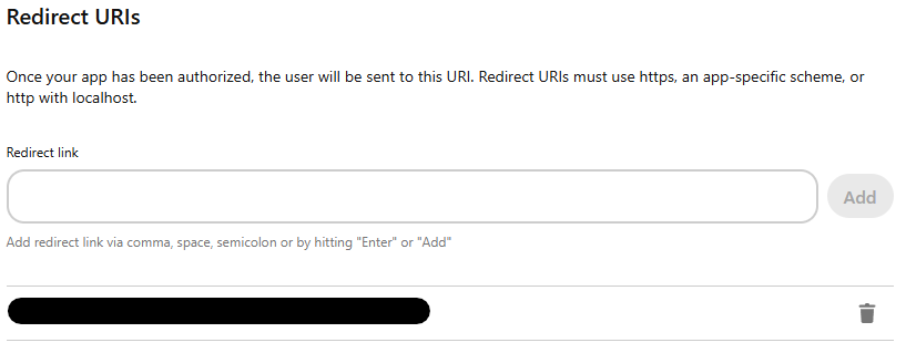Setup of Redirect URIs