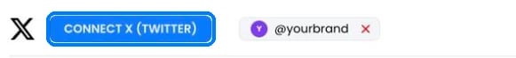 The X row on the Accounts page with the Connect X (Twitter) button