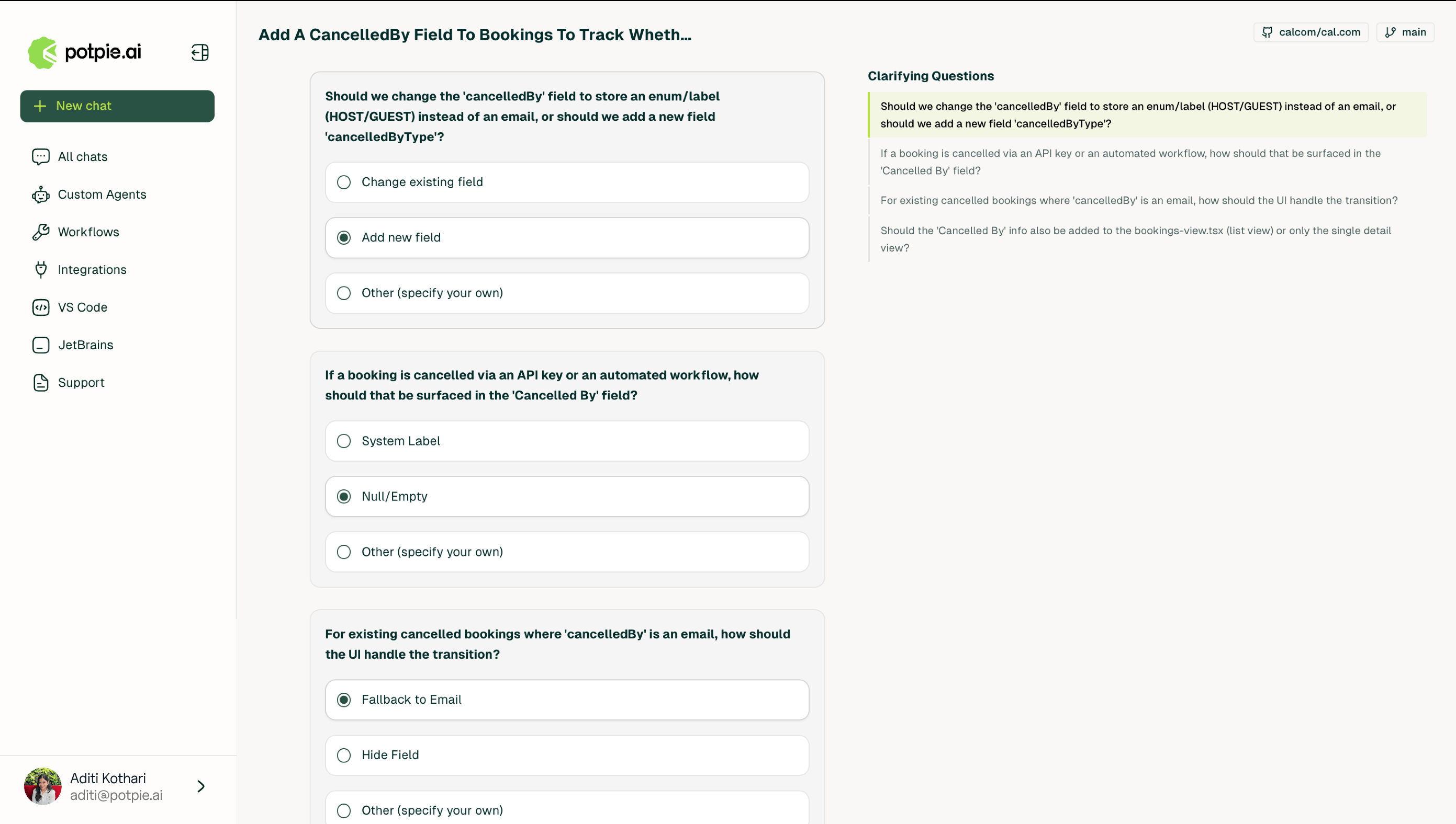 Clarifying questions