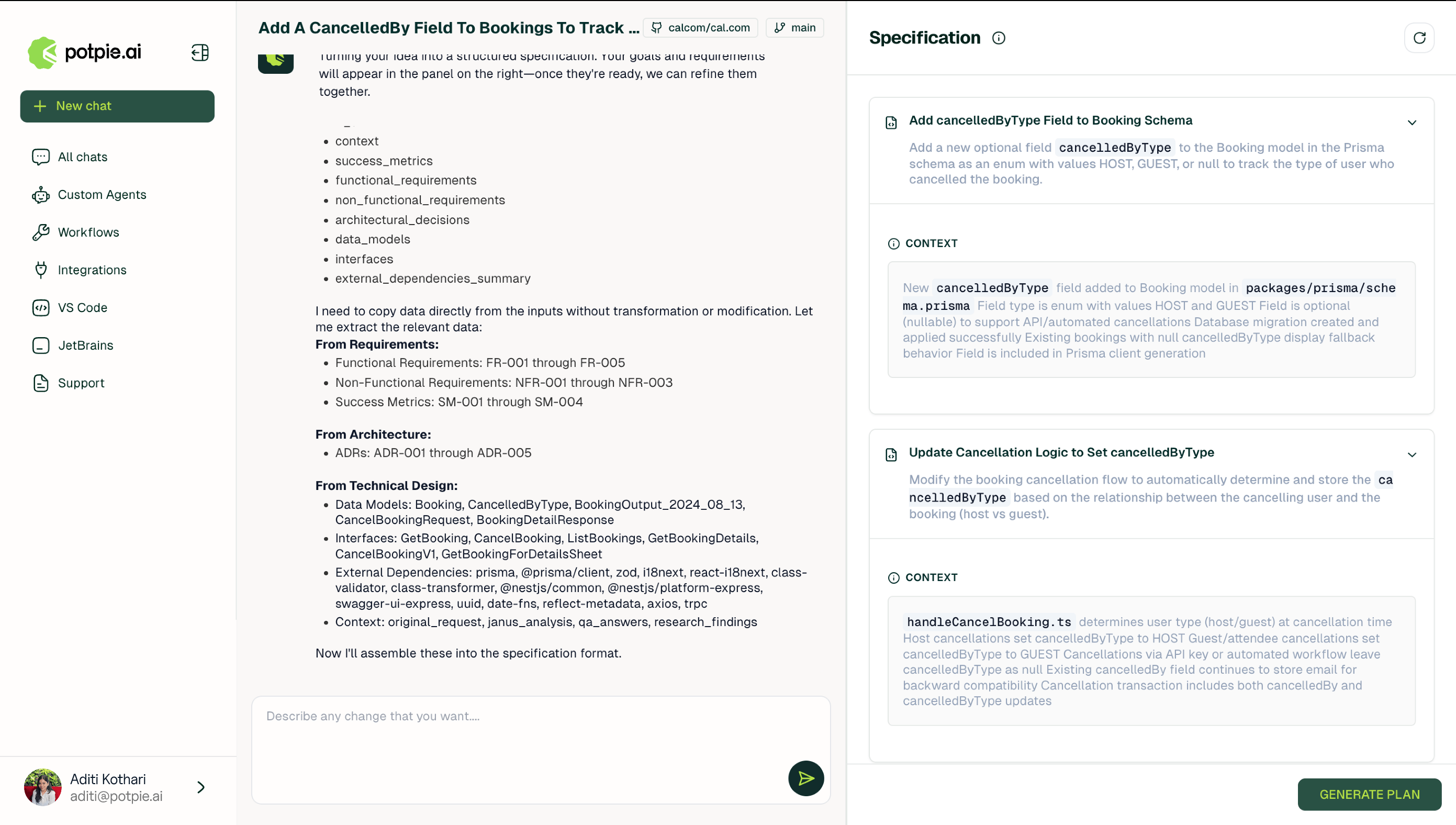 Specification page
