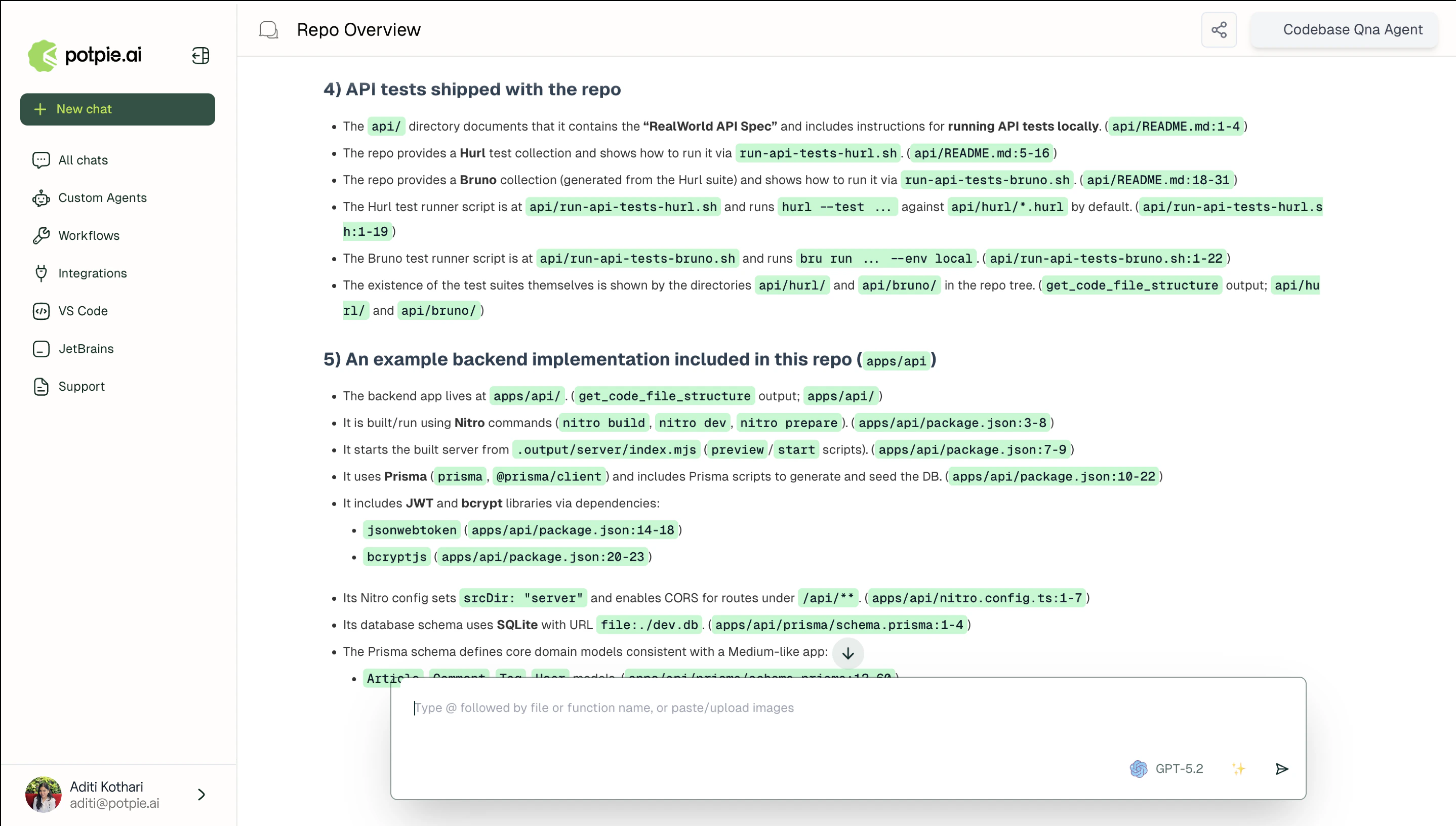 Completed response with citations
