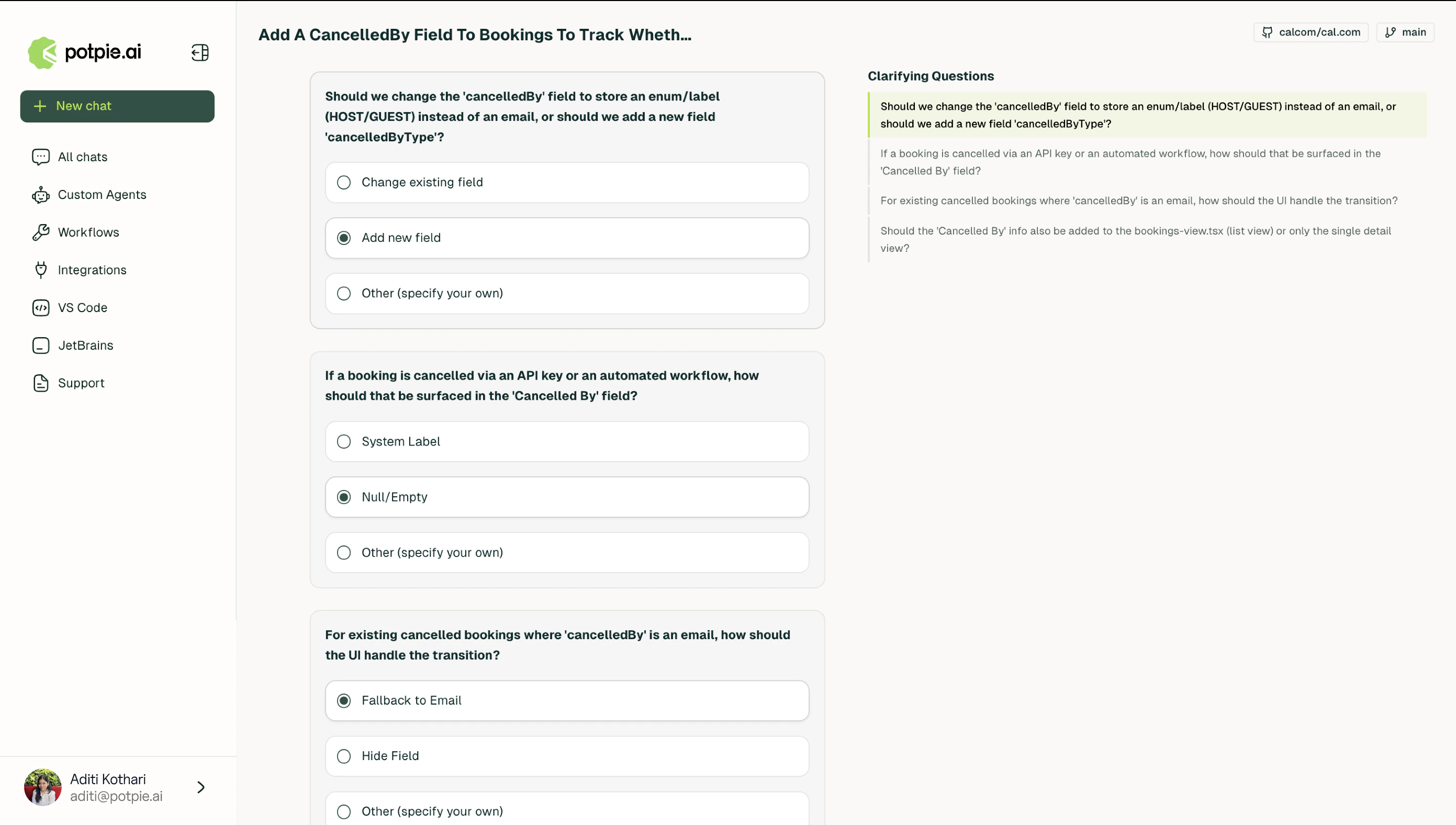 Clarifying questions