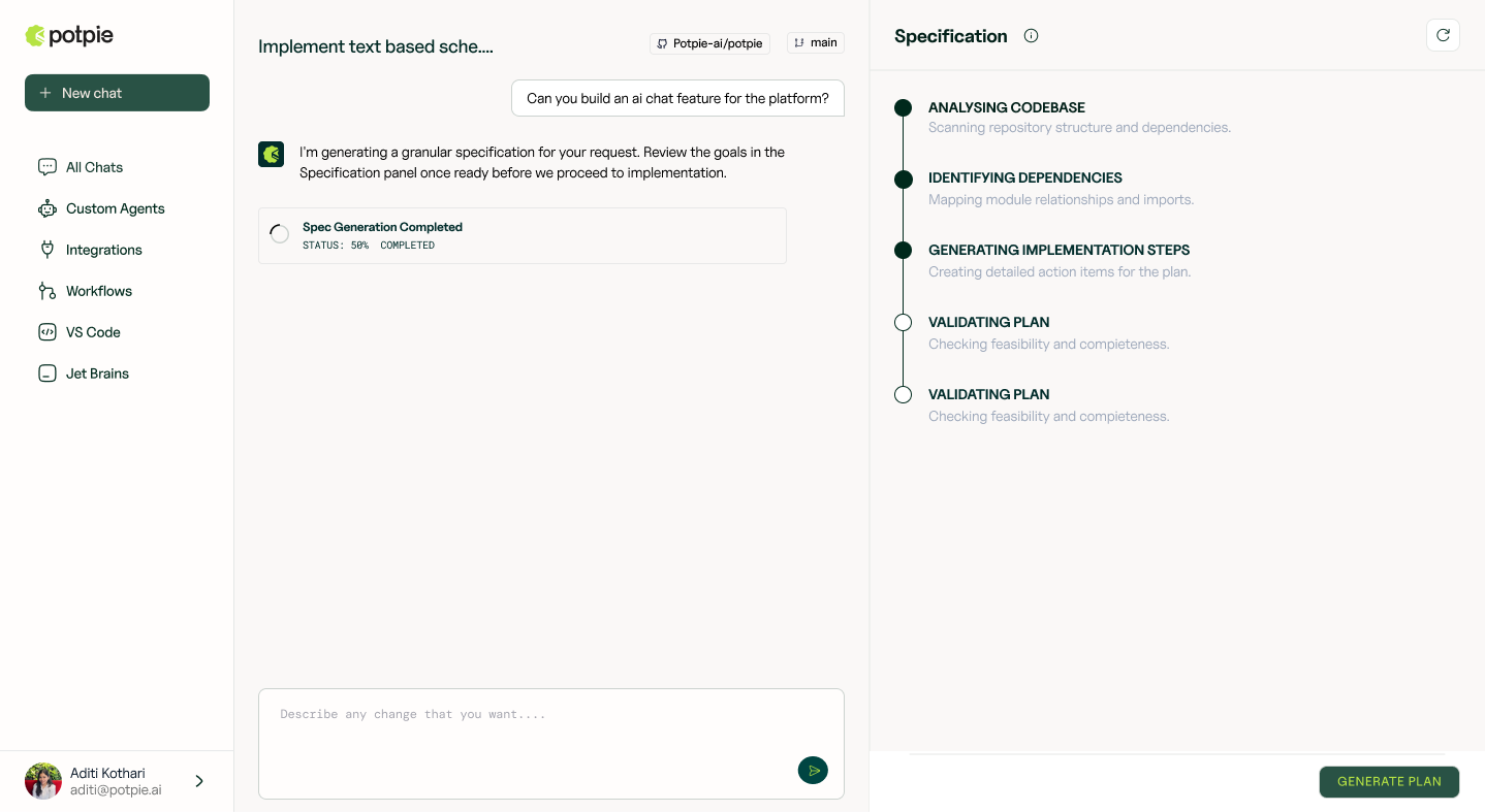 Specification Generation Progress