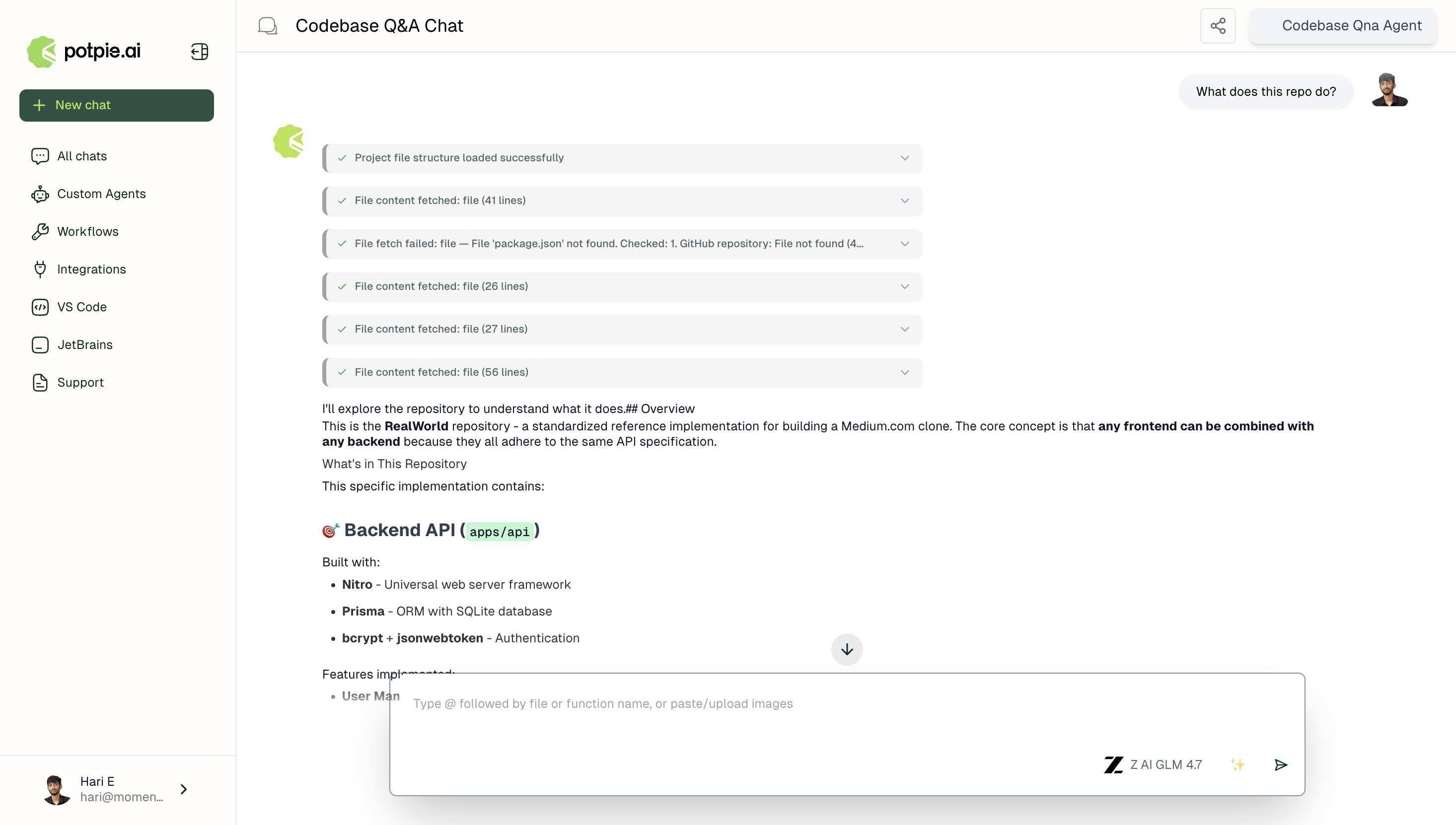 Q&A Agent Processing