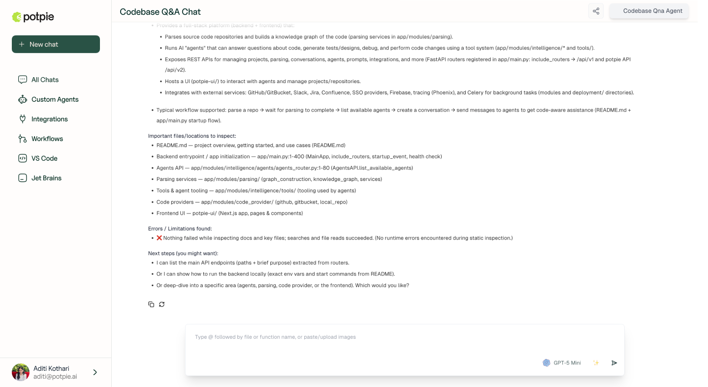 Q&A Agent Response End with Next Steps
