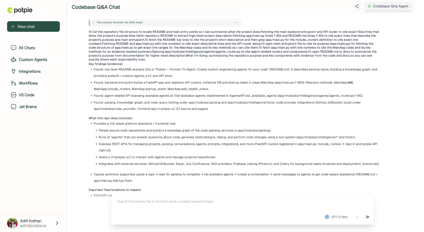 Q&A Agent Response with Details