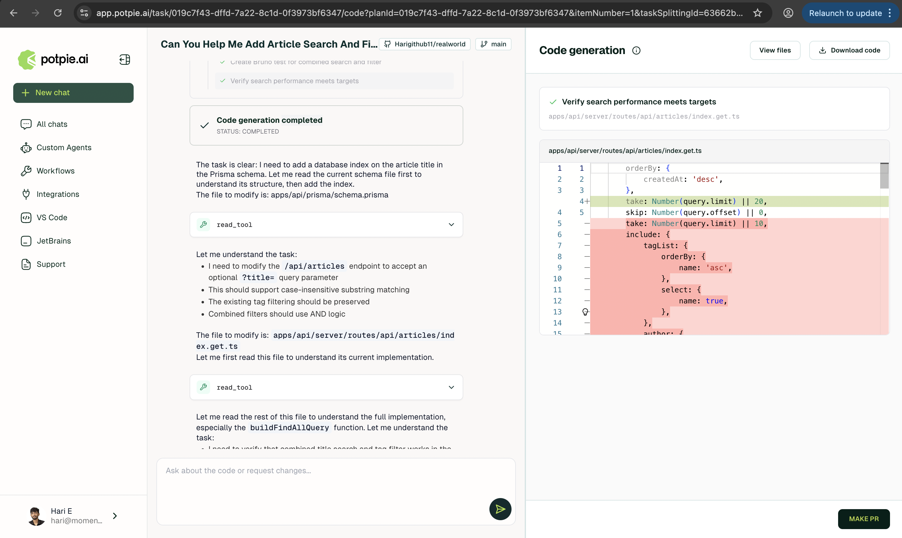 Final review before PR