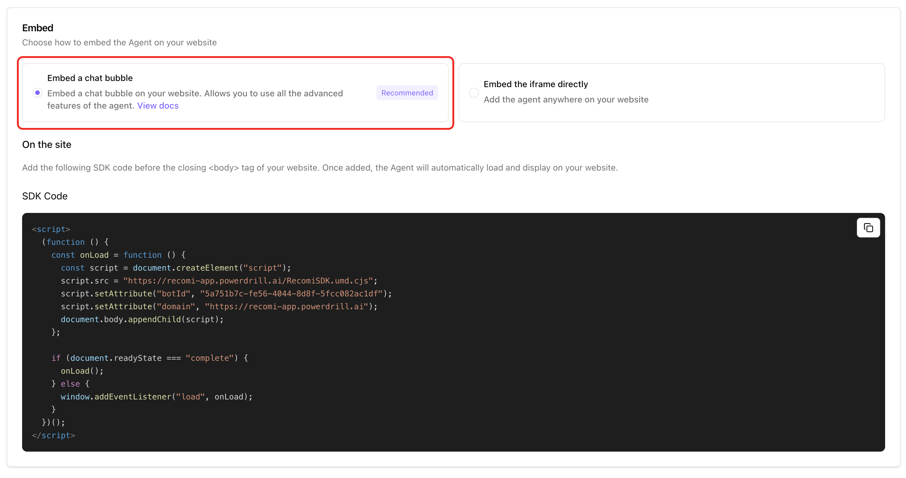 AI Agent Embedding Mode, Chat Bubble or Iframe? - Recomi