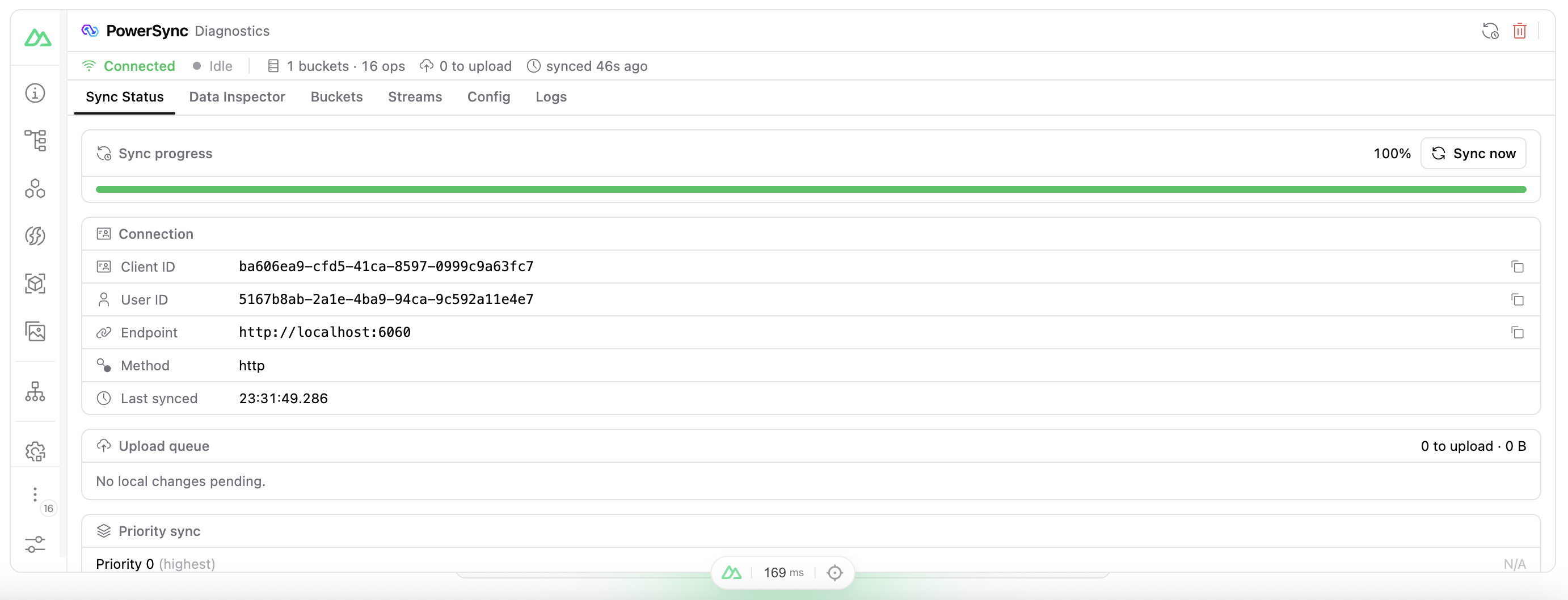 PowerSync DevTools in the Nuxt DevTools PowerSync tab