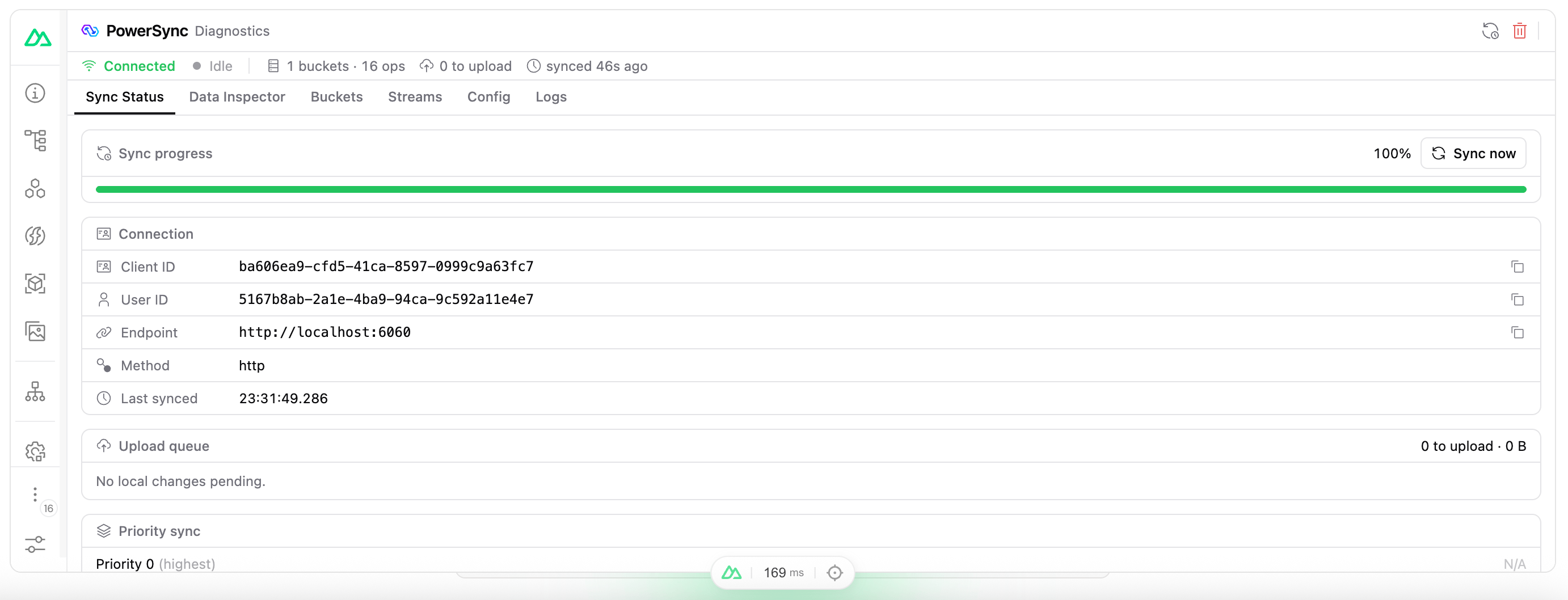 PowerSync DevTools in the Nuxt DevTools PowerSync tab