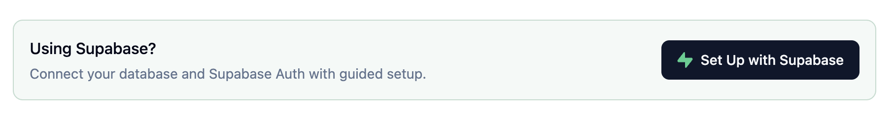 Using Supabase? banner with a Set Up with Supabase button.