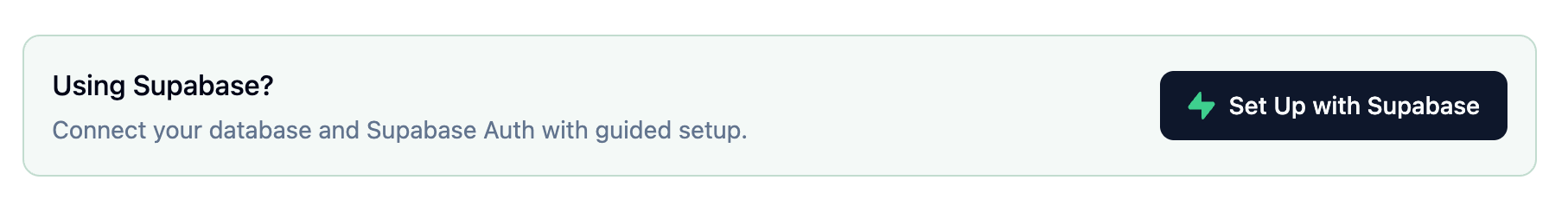 Using Supabase? banner with a Set Up with Supabase button.