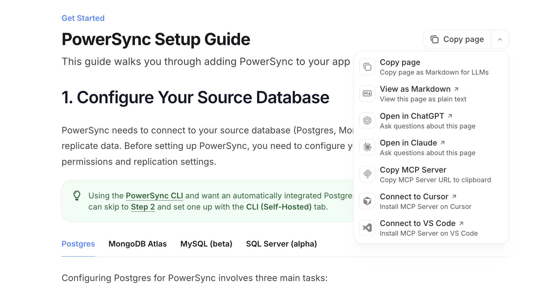 Context menu with AI-related options