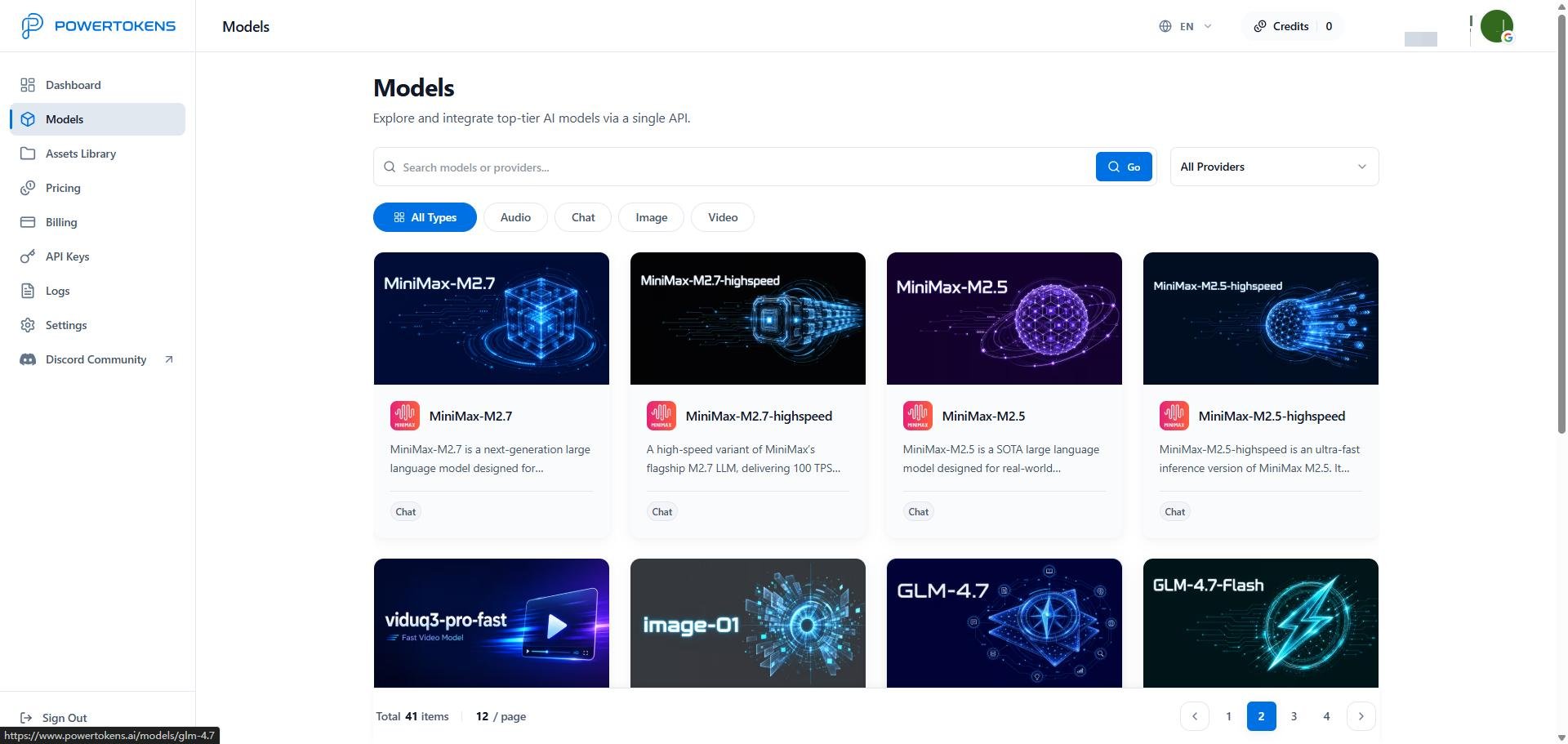 PowerTokens model catalog
