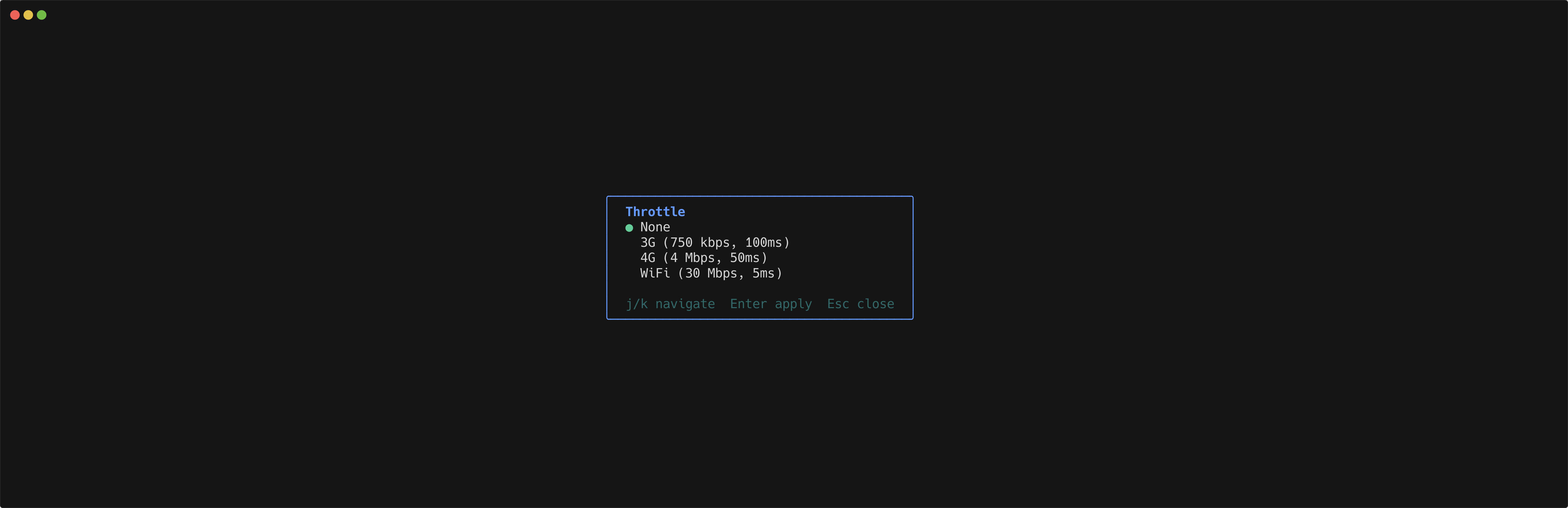 httpmon throttle menu