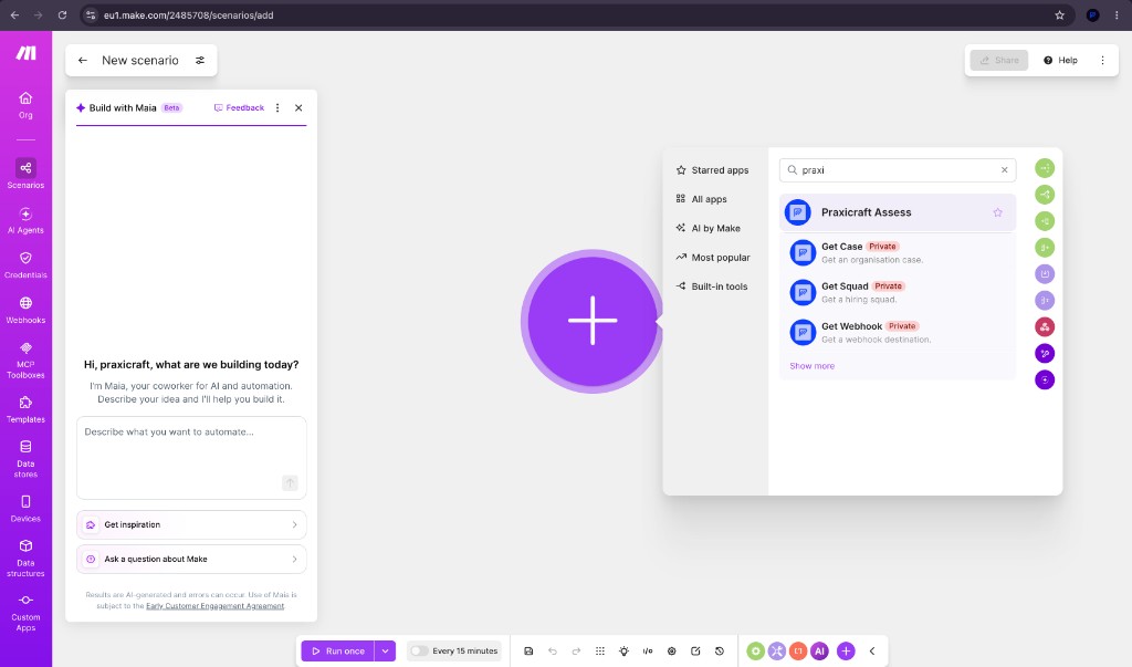 Make module search for praxi showing Praxicraft Assess with Private modules