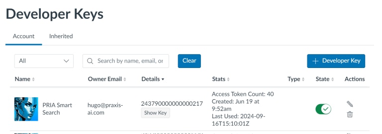 Enable API key toggle