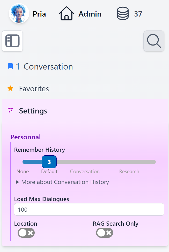 Personal Settings