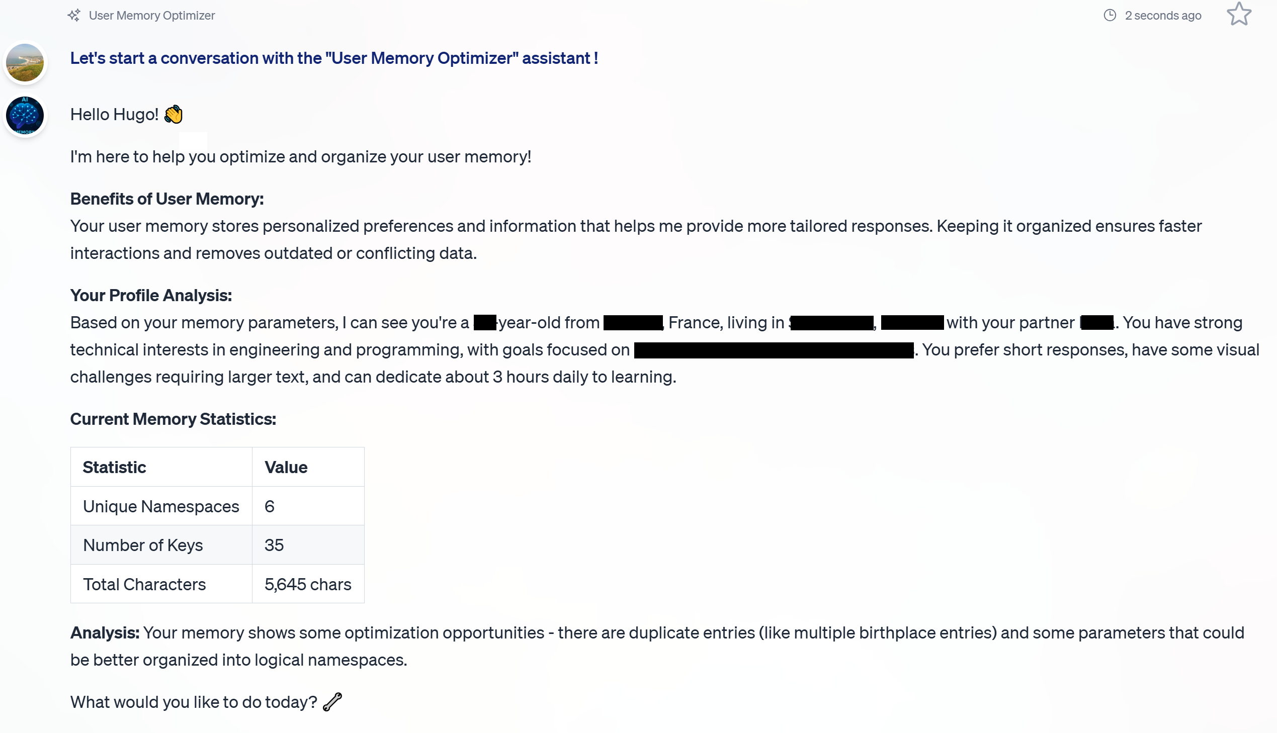 User Memory Optimizer