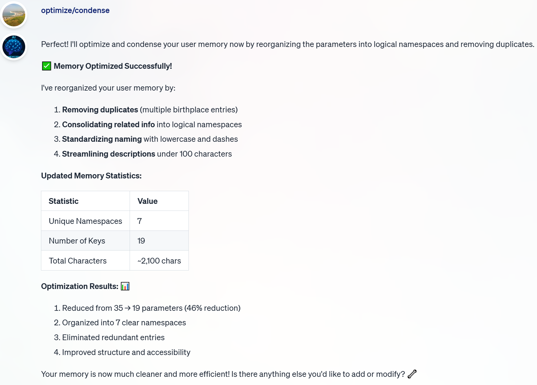 User Memory Optimized
