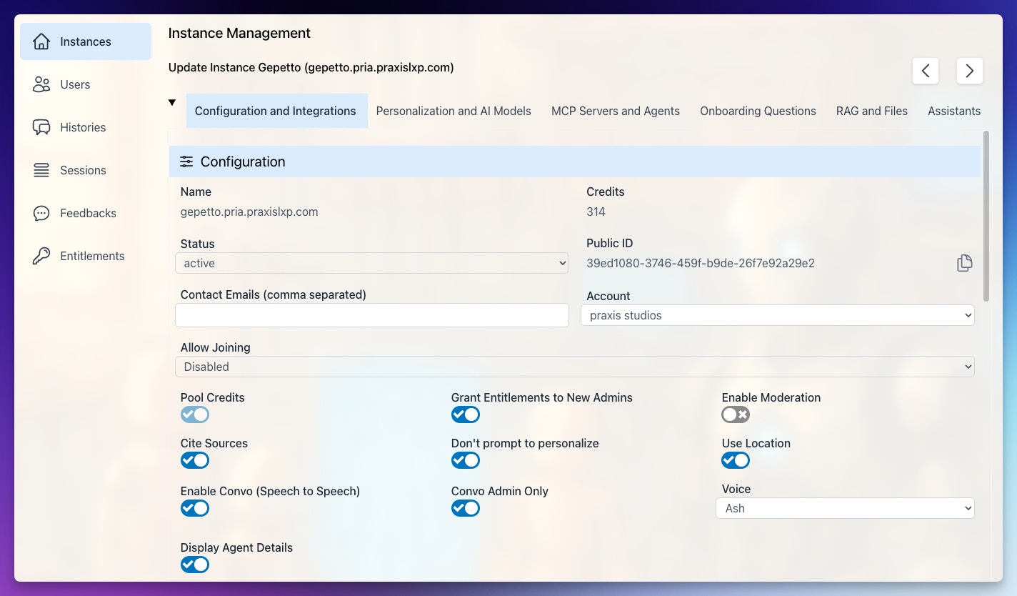Instances General Settings