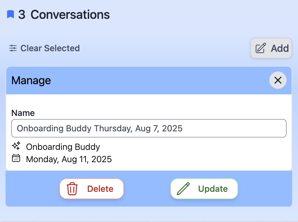 Conversations Name Editing Example Web
