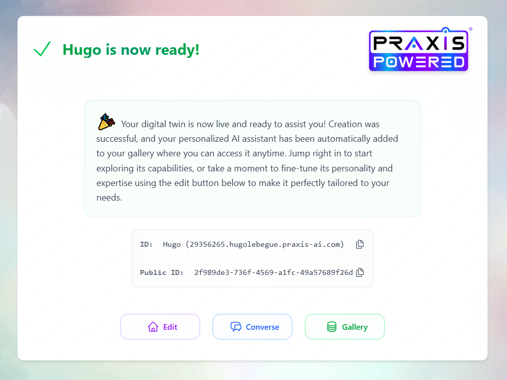 Gallery Create Digital Twin Confirmed