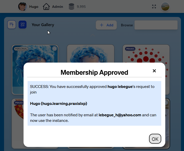 User's Joining Request is approved