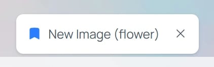 A chip reading “New Image (flower)” with a close × shown above the conversation, marking the currently-open conversation.