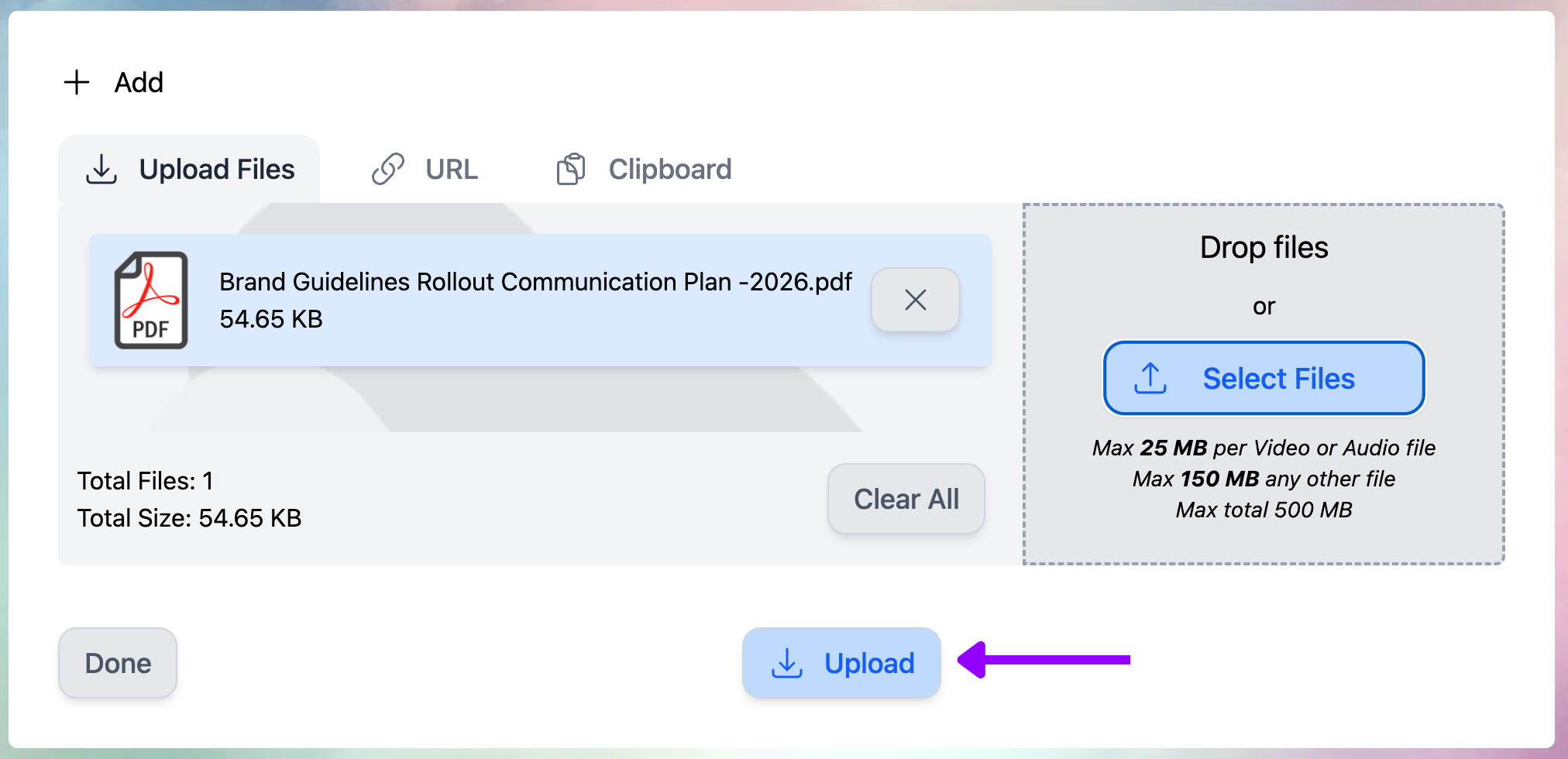 Files Upload Button Example Web