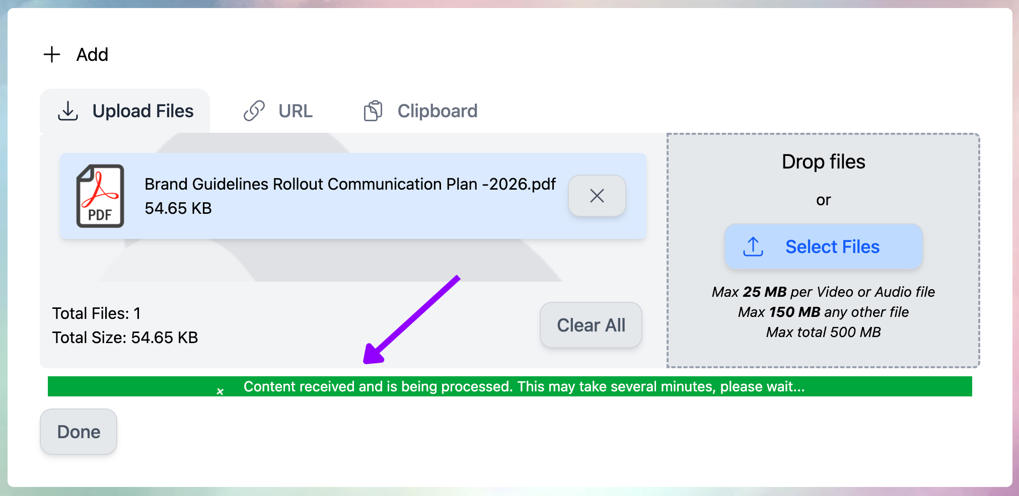 Files Upload Processing Bar Web