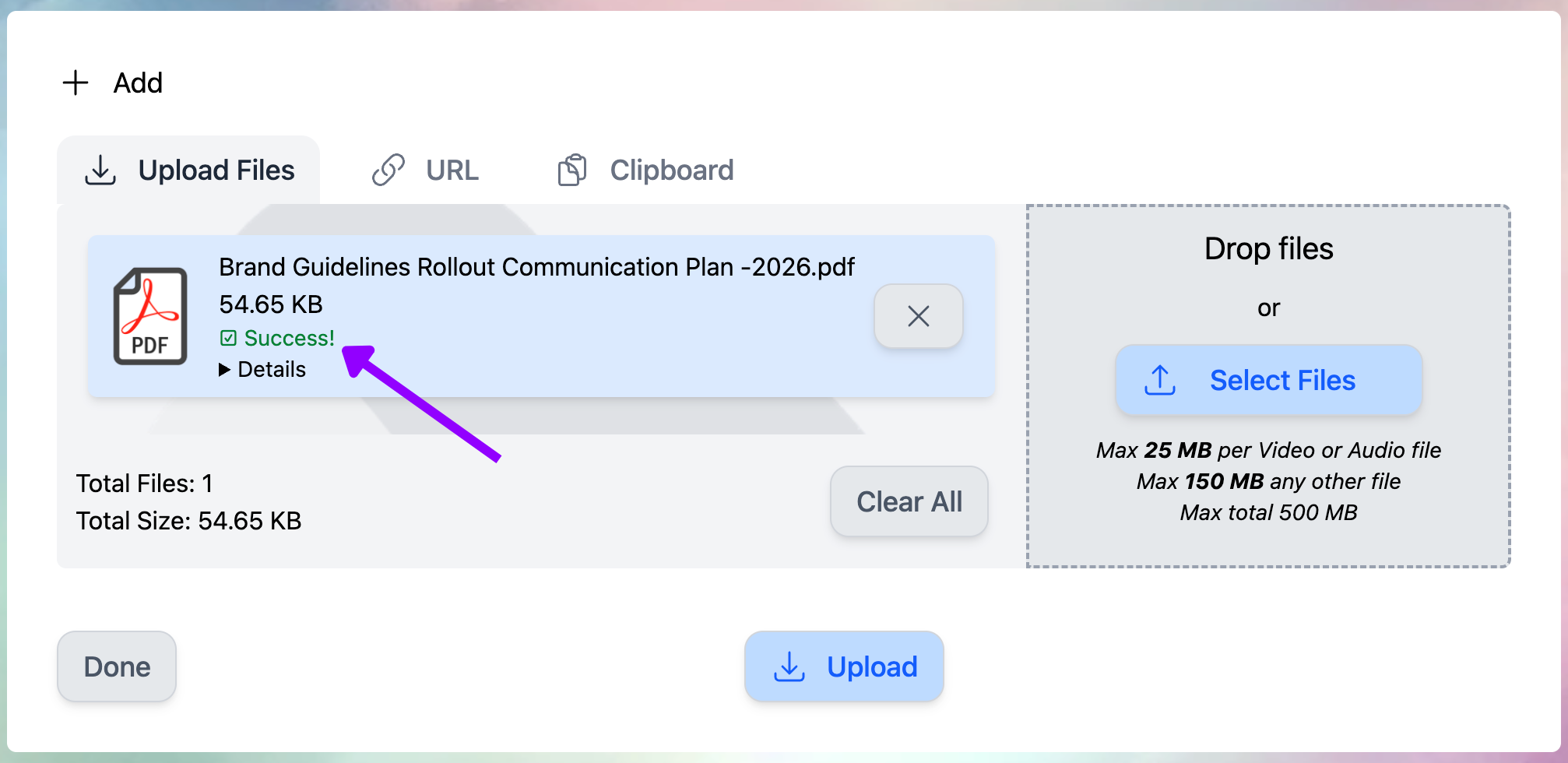 Files Upload Success Web