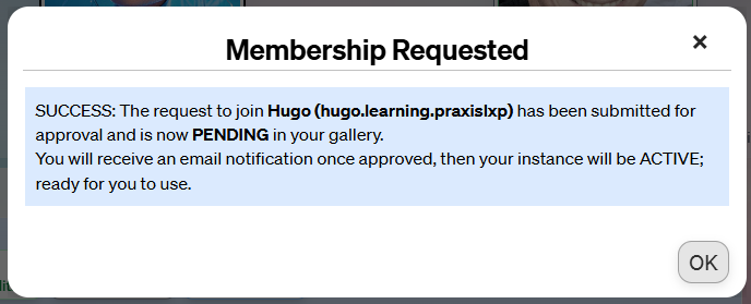 User's request to join is confirmed