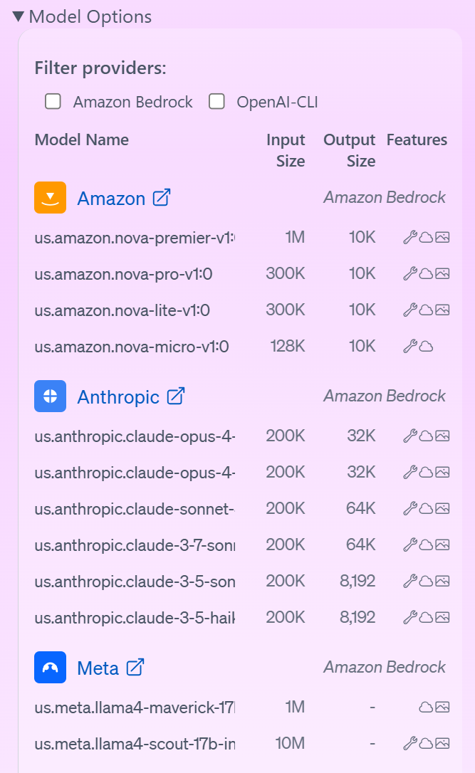 Model Options