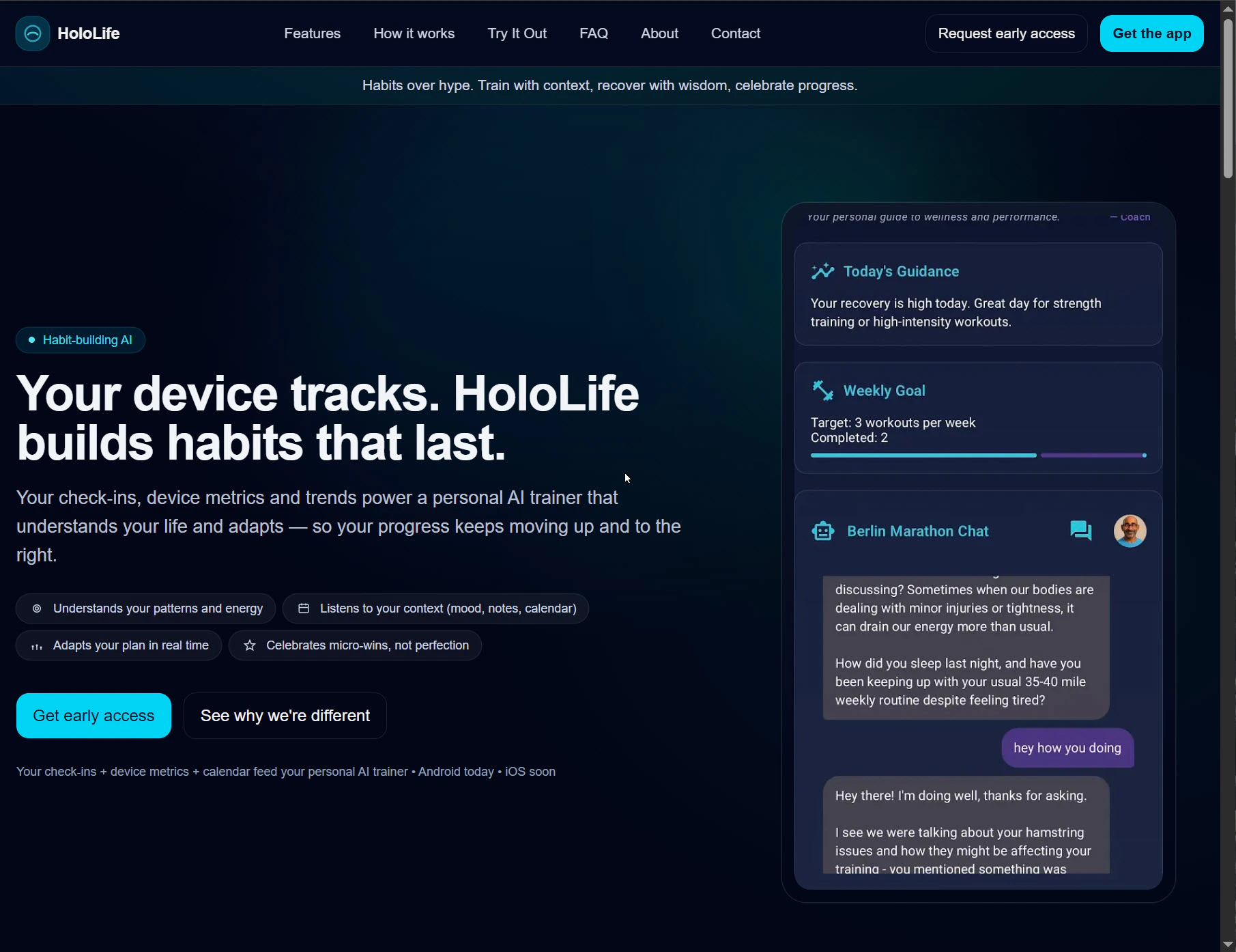Screenshot of the HoloLife site.