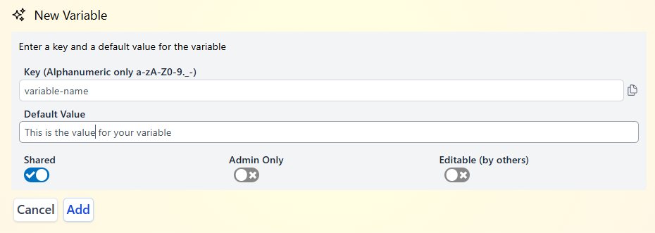 Create assistant Variable