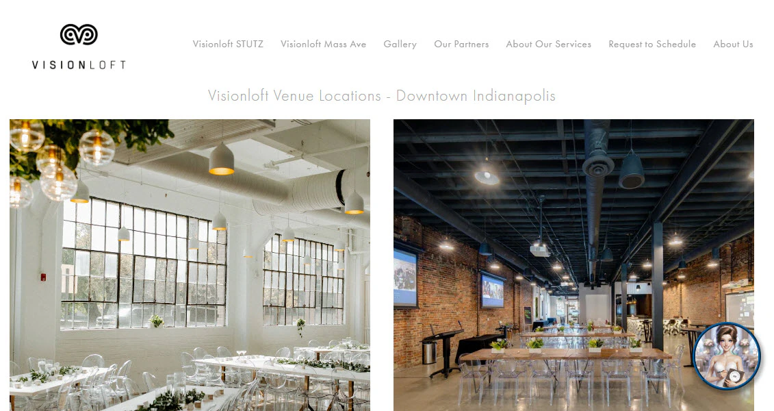 Screenshot of the 'Mary' Digital Twin integration at Vision Loft Events, showing chatbot embedded on the site.