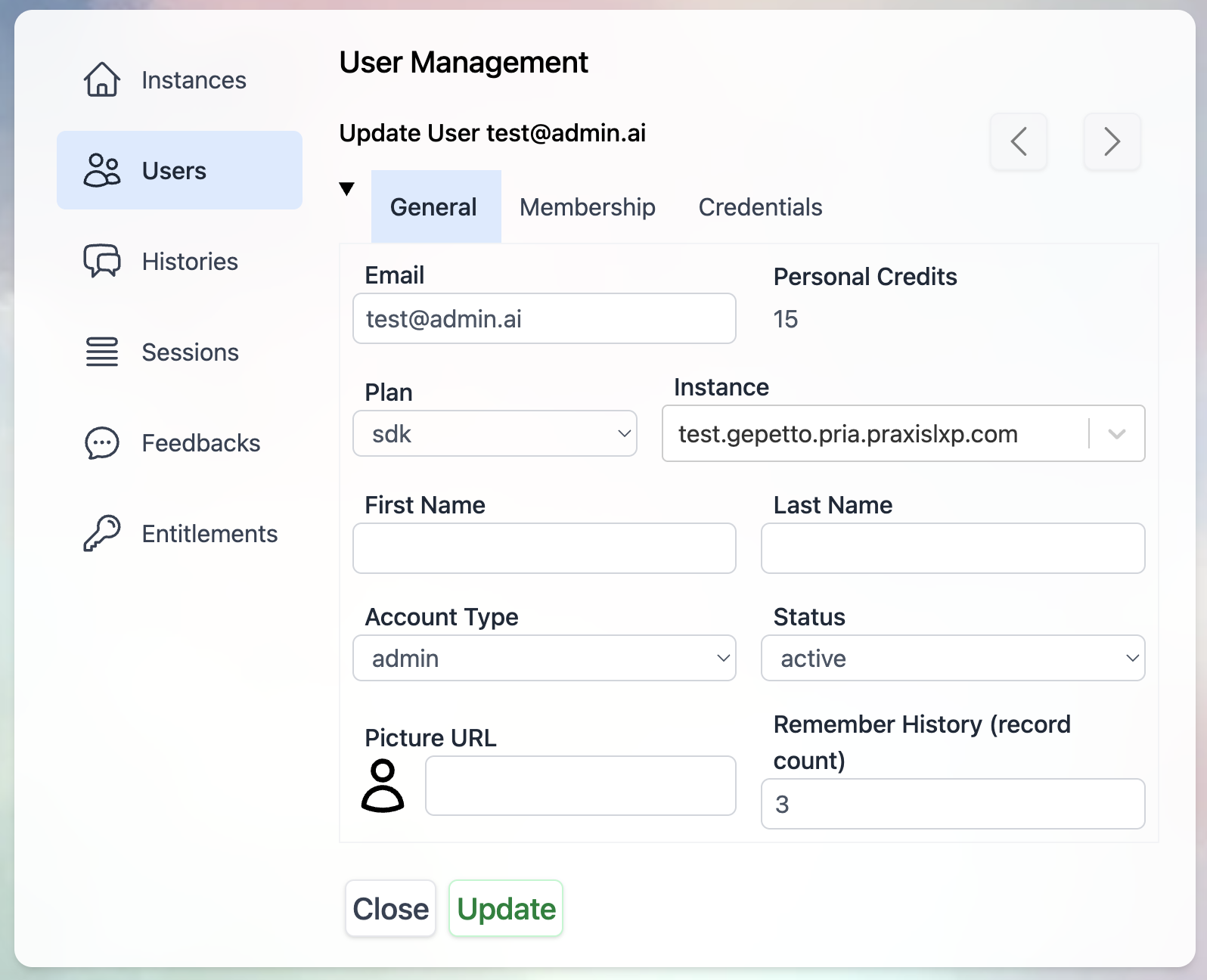 Admin User Management General