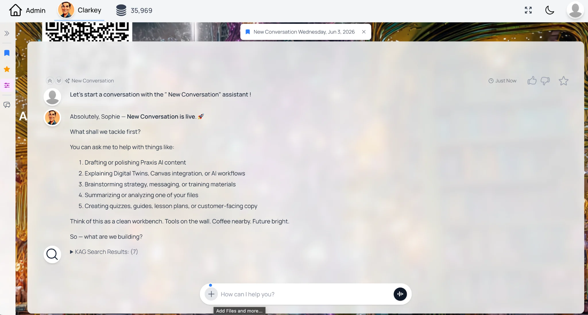Uploading files via the Action Menu plus sign
