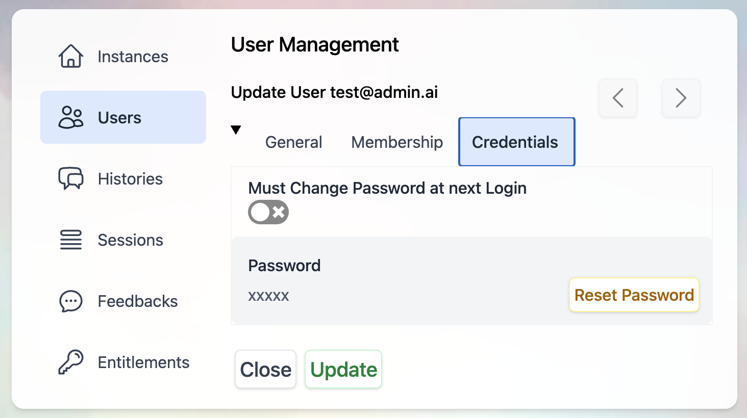 Admin User Management Credentials Web Admin User Management Credentials Web