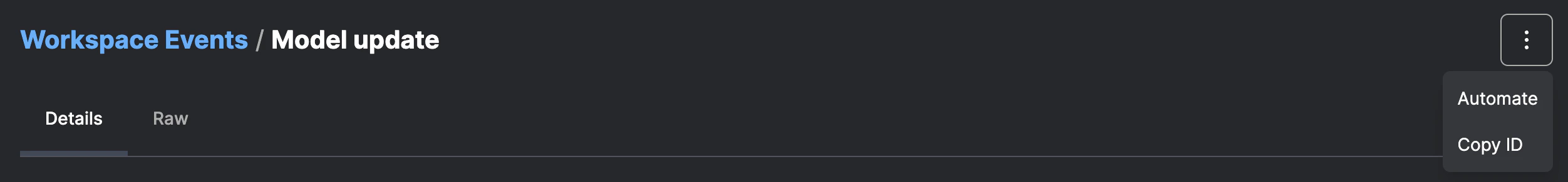 Event details page with the Automate button highlighted.