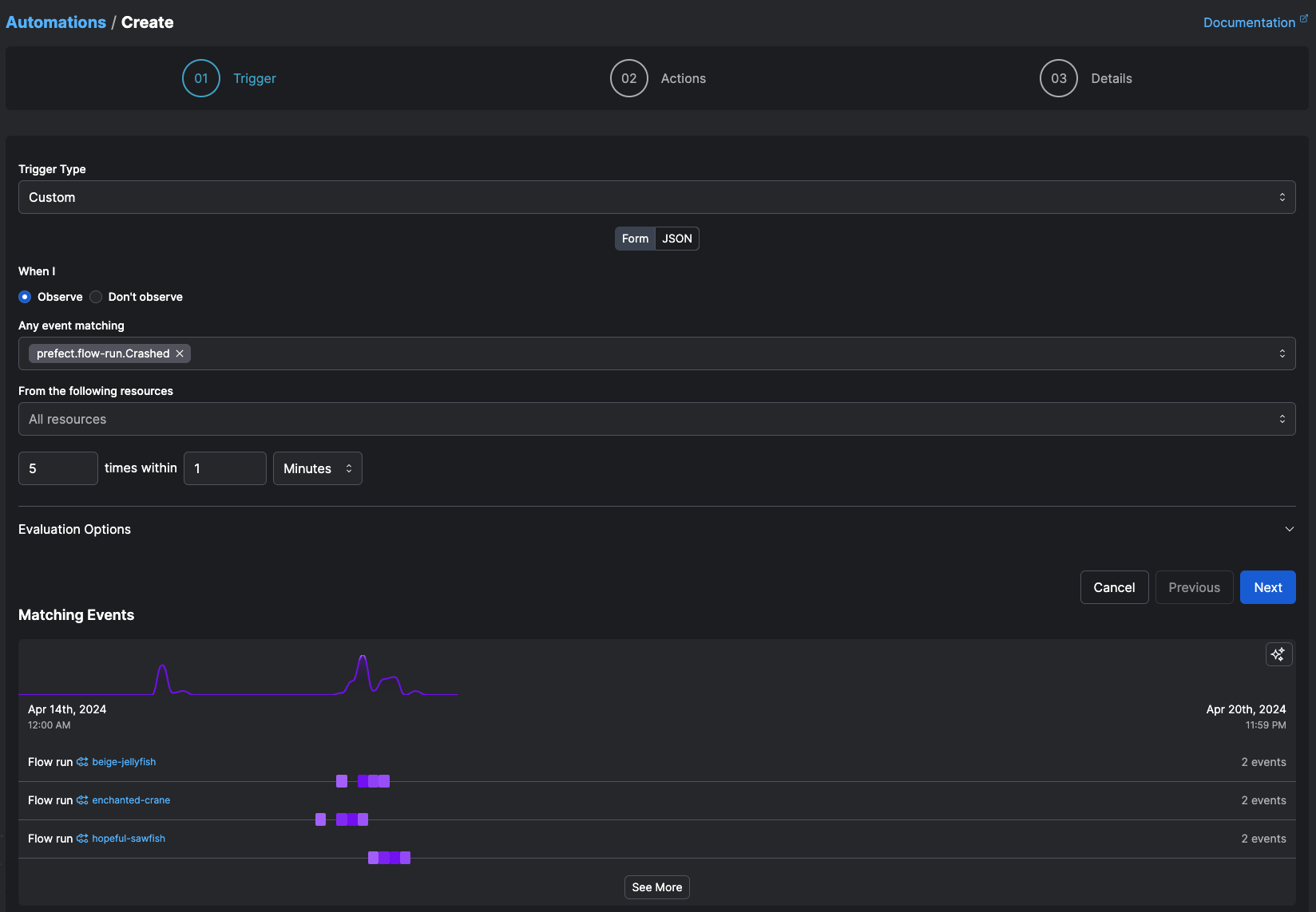 Viewing a custom trigger for automations in the UI
