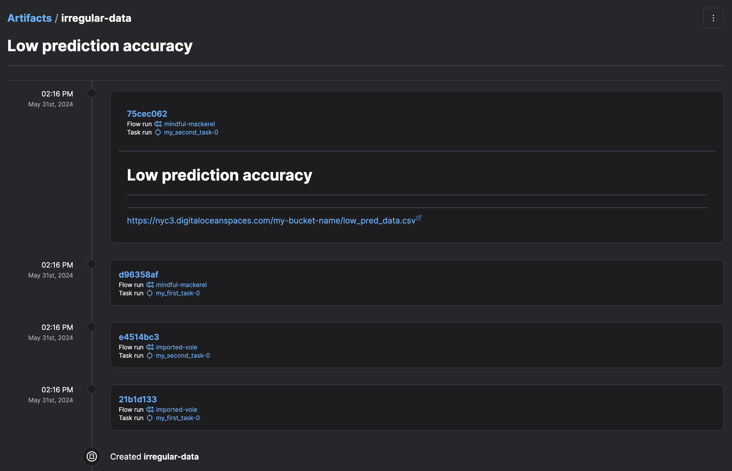 Link artifact details with multiple versions