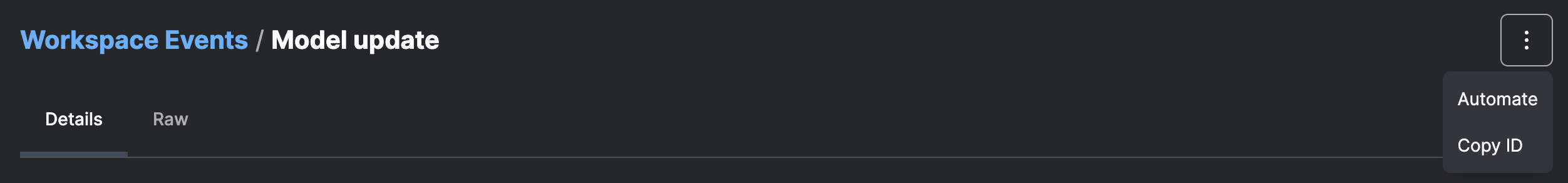 Event details page with the Automate button highlighted.
