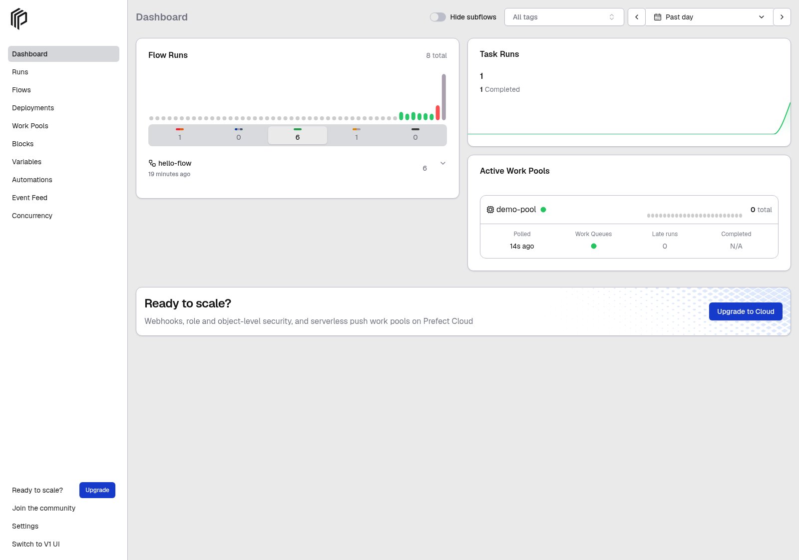 Prefecct System Ui How to run a local Prefect server - Prefect