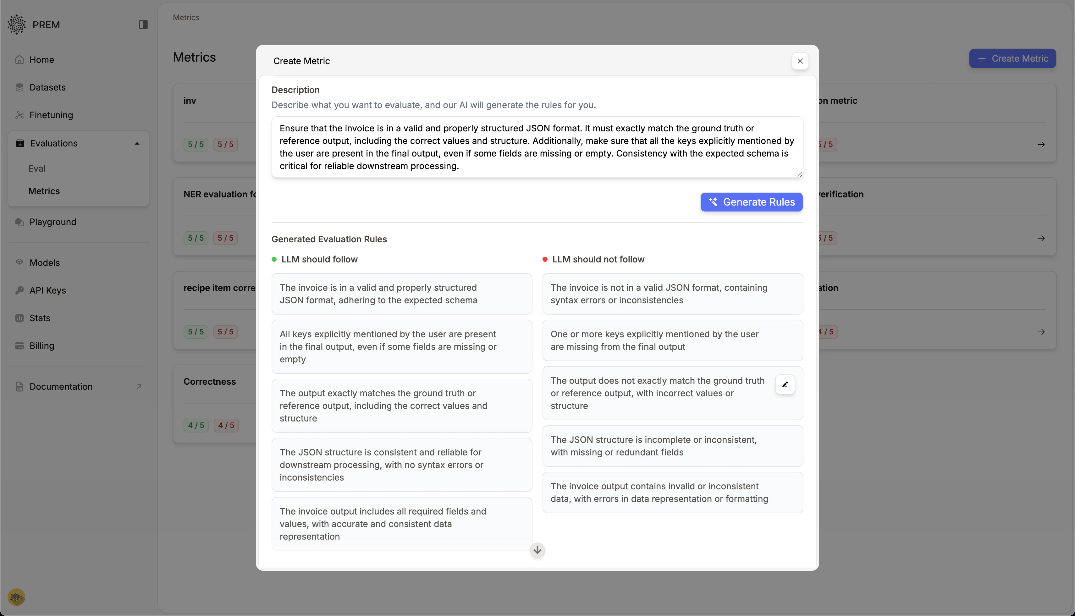 Model selection in fine-tuning interface