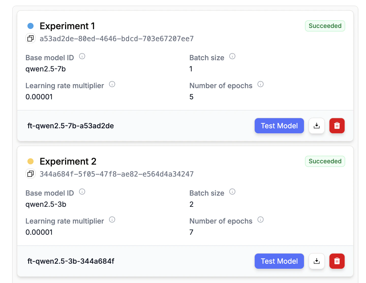 Model selection in fine-tuning interface