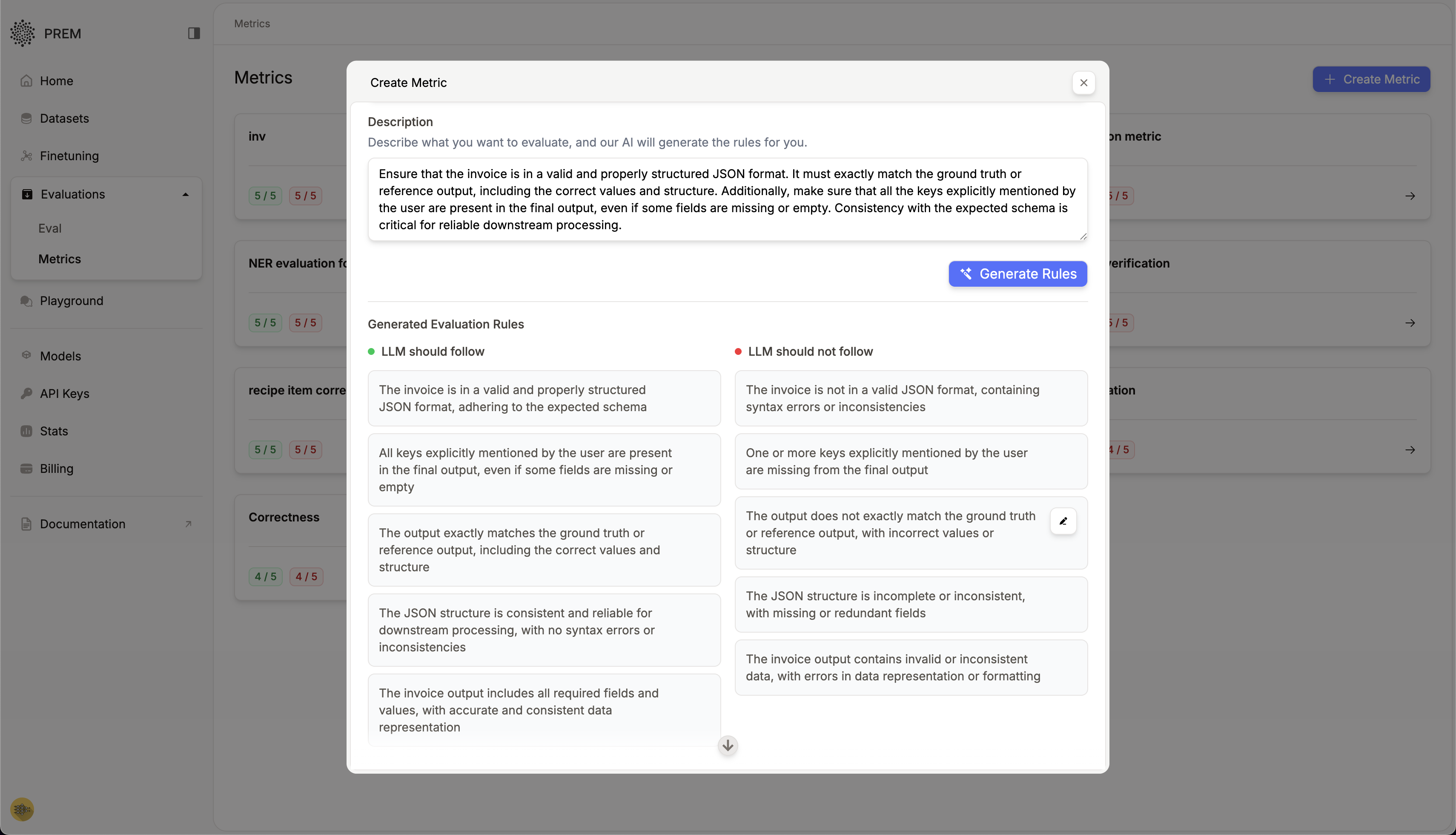 Creating custom evaluation metrics